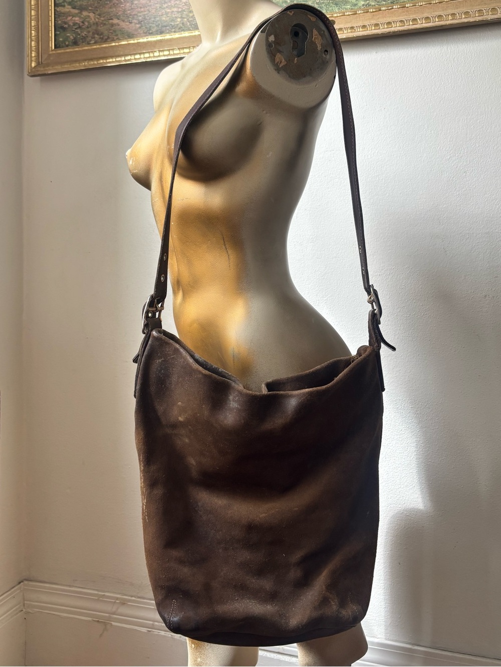 Vintage Coach Suede Bucket Bag